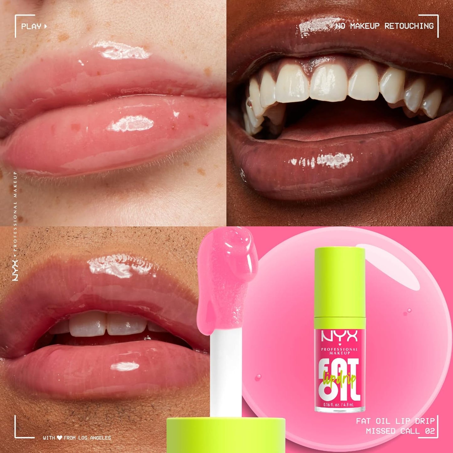 Fat Oil Lip Drip, Moisturizing Lip Oil Gloss, Vegan Tinted Formula, up to 12 HR Hydration - Missed Call (Sheer Pink)