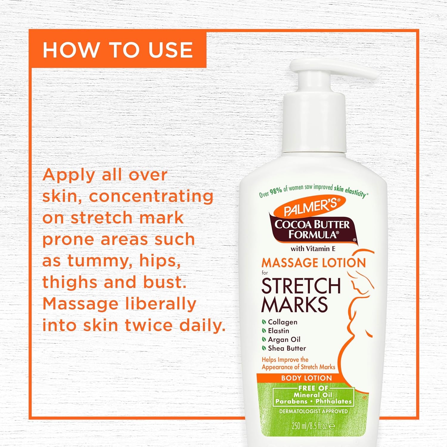 "Ultimate Stretch Mark Solution: Luxurious Cocoa Butter Massage Lotion for Pregnancy Skin Care, Enhanced with Collagen, Elastin, Argan Oil and Shea Butter - 8.5 Ounces"